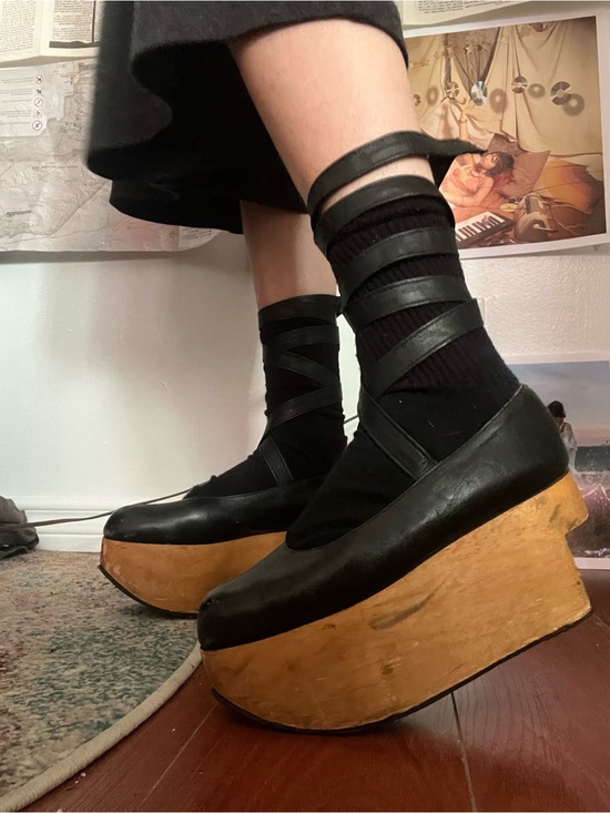 Vivienne Westwood Shoes - Vivienne Westwood Black Rocking Horse Platform shoes with Wooden Sole
